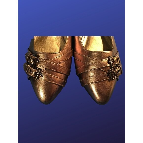 CODIFY Pointed Toe Dress Flats W/Accent Buckles, ROSE GOLD, Women’s 10, NWOB - Picture 3 of 8